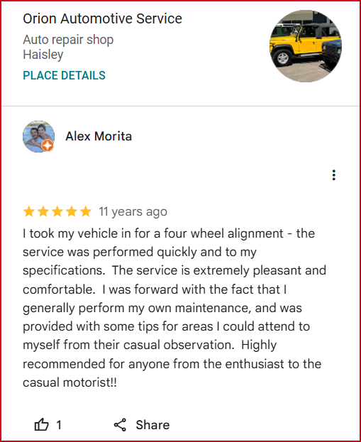 Review of Orion Automotive Service